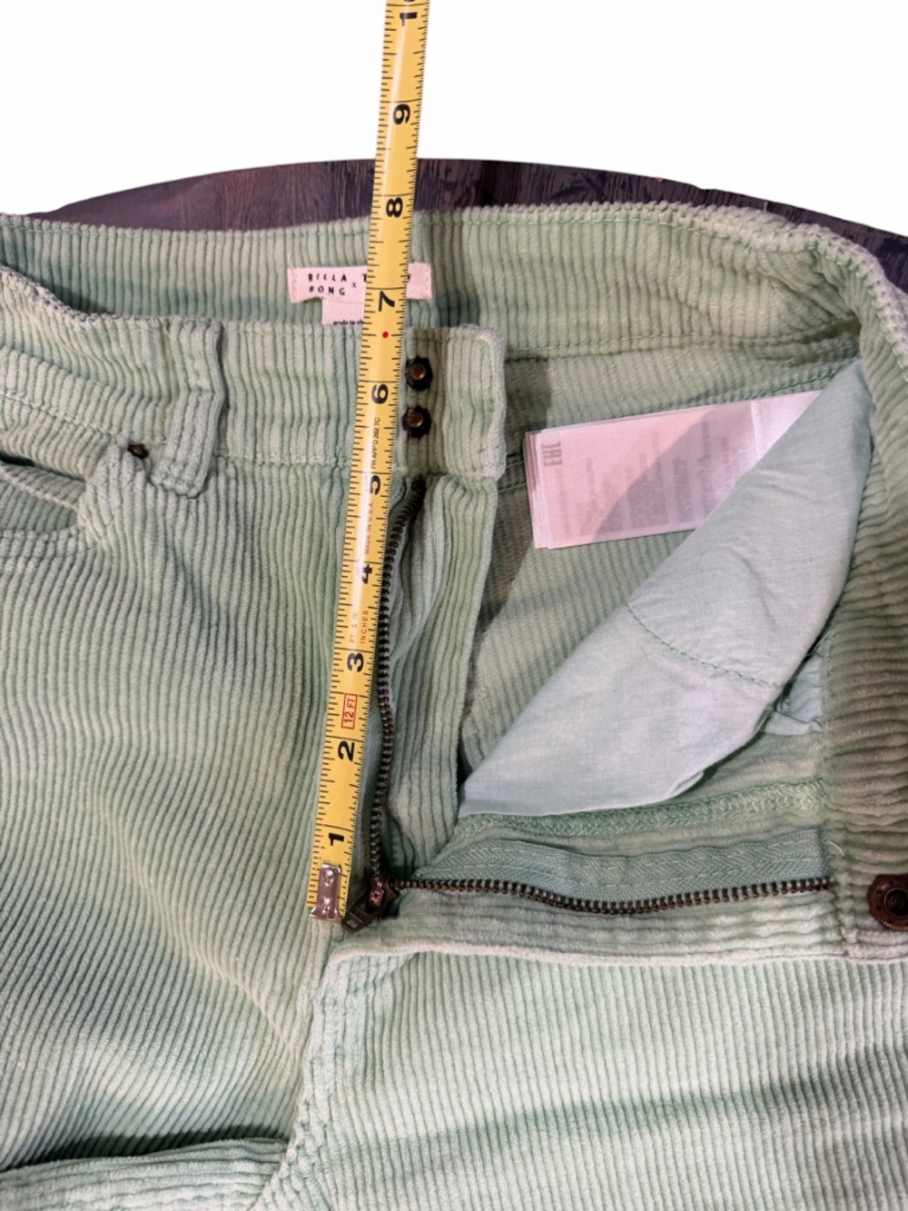 Billabong x Salty Blonde Sage Green Corduroy Pants High Rise Straight Leg 26 - Picture 10 of 10